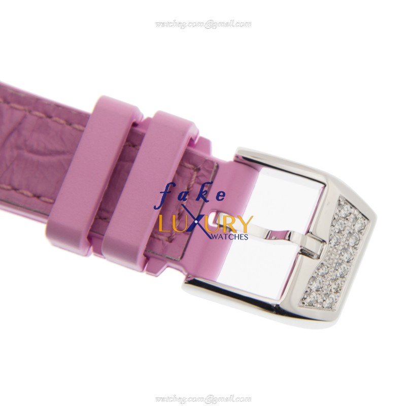 Franck Muller V 32 QZ D CD AC.RS Quartz Stainless Steel & Diamond Replica Watch - Silver Dial, Pink - Image 4