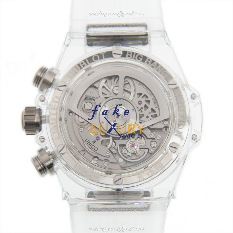 Hublot 406.JX.0120.RT Replica Watch Sapphire Case Automatic Movement Transparent Skull Dial - Image 3