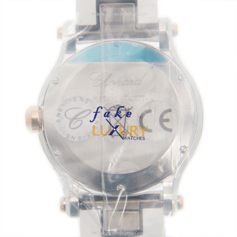 Chopard 278582-6001 Happy Sport Quartz 18kt Rose Gold Replica Watch - White Dial, Rubber Strap - Image 3