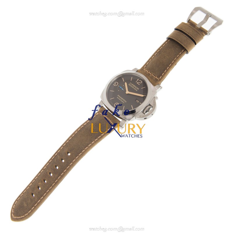 Panerai PAM01351 LUMINOR Auto Titanium - Brown Dial - Cowhide Strap Replica Watch - Image 2