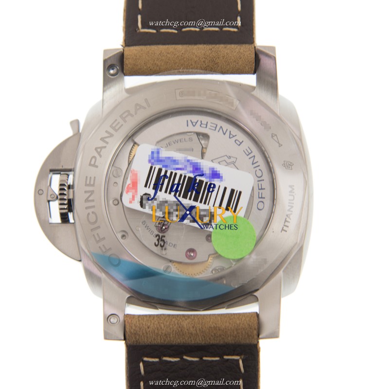 Panerai PAM01351 LUMINOR Auto Titanium - Brown Dial - Cowhide Strap Replica Watch - Image 3