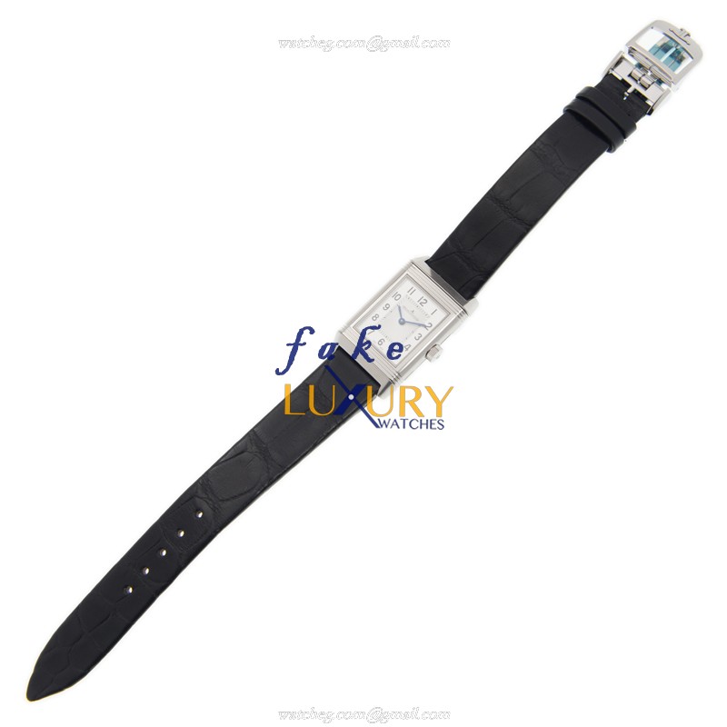 Jaeger-Lecoultre Q2618430 REVERSO Quartz Stainless Steel Replica Watch - Silver Dial, Black Leather - Image 2