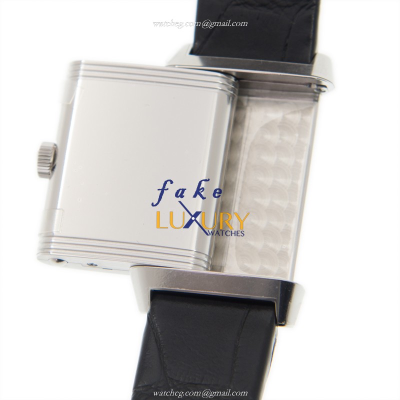 Jaeger-Lecoultre Q2618430 REVERSO Quartz Stainless Steel Replica Watch - Silver Dial, Black Leather - Image 5