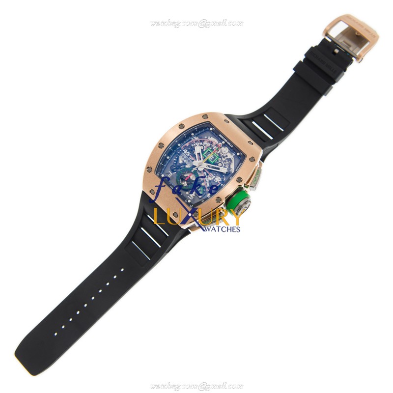 Richard Mille RM11-01 Replica Watch Automatic 18kt Rose Gold Black Dial Rubber Strap - Image 2