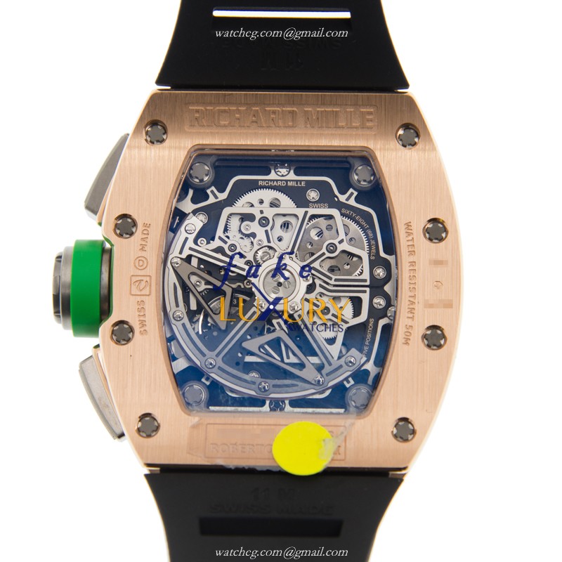 Richard Mille RM11-01 Replica Watch Automatic 18kt Rose Gold Black Dial Rubber Strap - Image 3