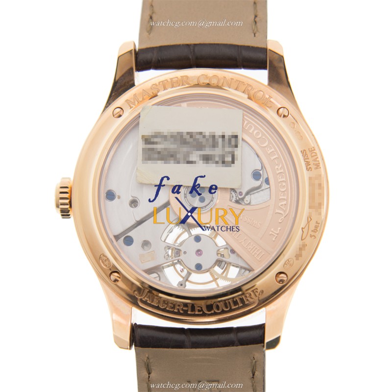 Jaeger-Lecoultre Q1652410 Master Ultra Thin Automatic 18kt Rose Gold Replica Watch Beige Dial Black - Image 3