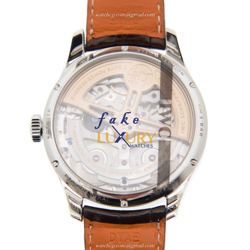 IWC IW503307 Portuguese Automatic Stainless Steel White Dial Brown Alligator Replica Watch - Image 3