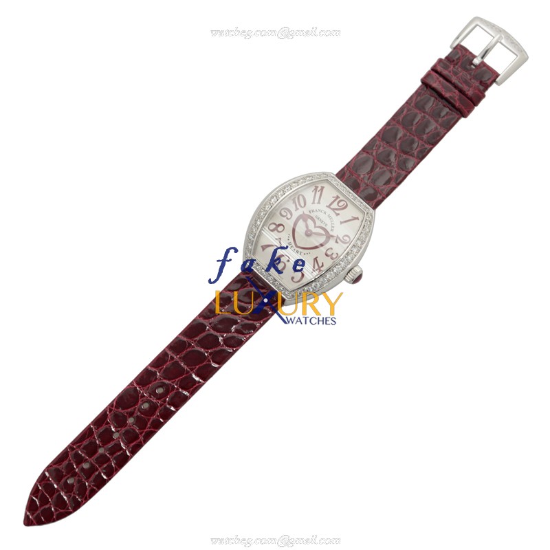 Franck Muller 5002 M QZ C D 1R AC Replica Watch, Quartz, Silver Dial, Red Alligator Strap, 34.5mm - Image 2