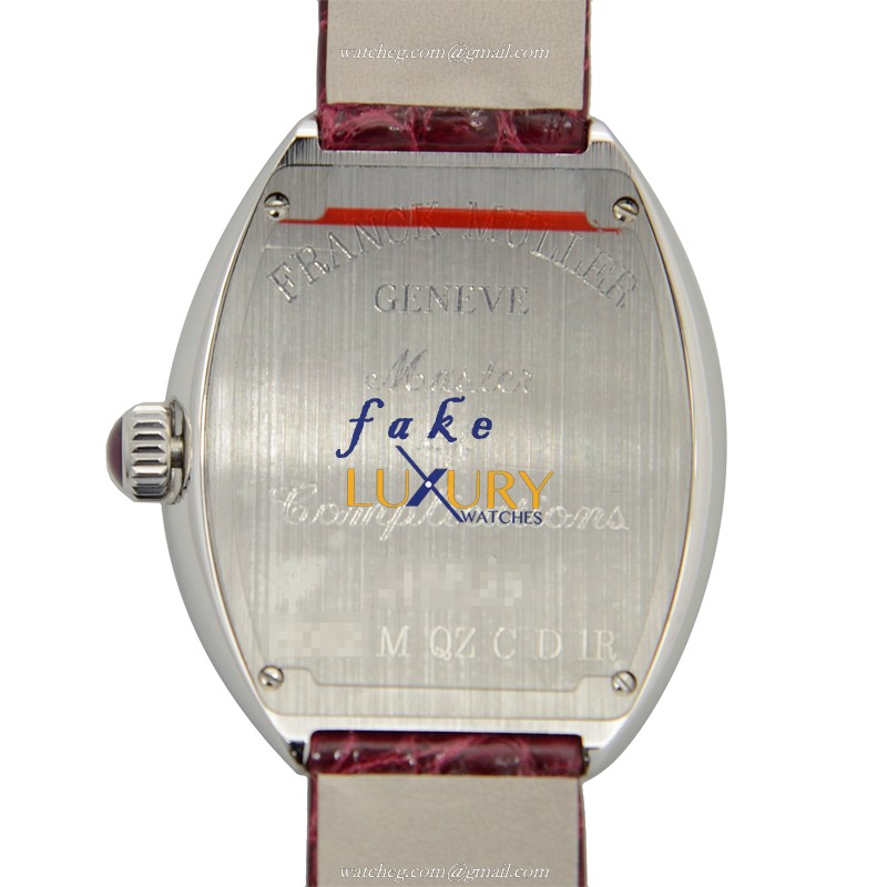 Franck Muller 5002 M QZ C D 1R AC Replica Watch, Quartz, Silver Dial, Red Alligator Strap, 34.5mm - Image 3