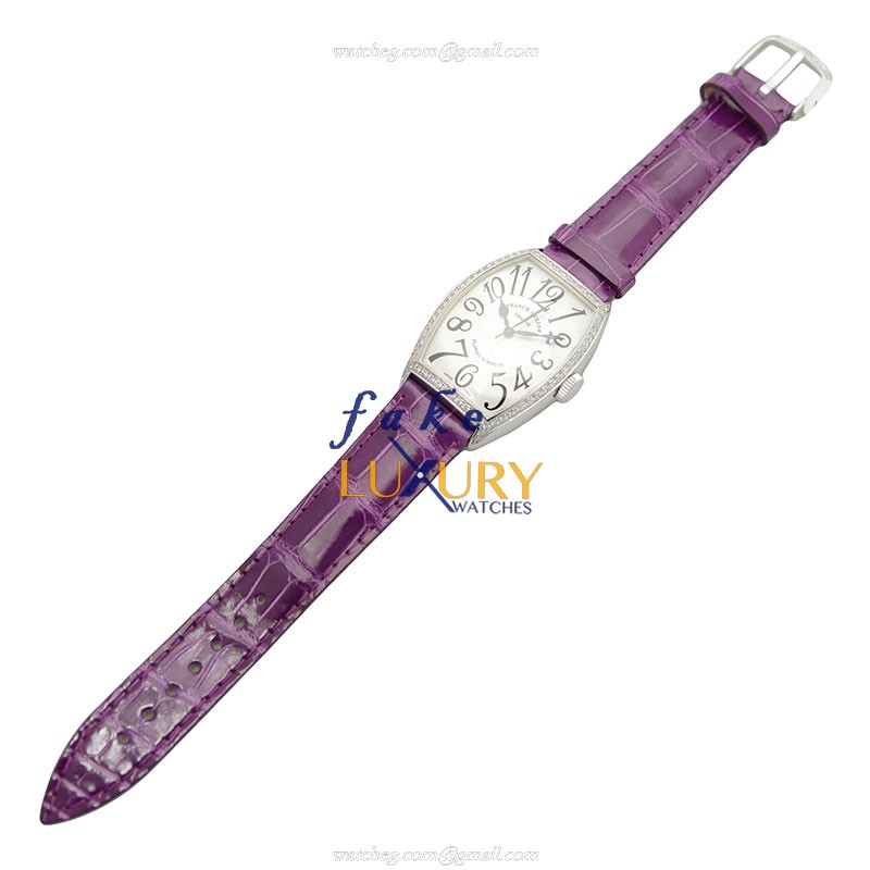 Franck Muller 5850 SC D 1R AC Replica Watch Automatic Silver Dial Stainless Steel Diamonds Purple - Image 2