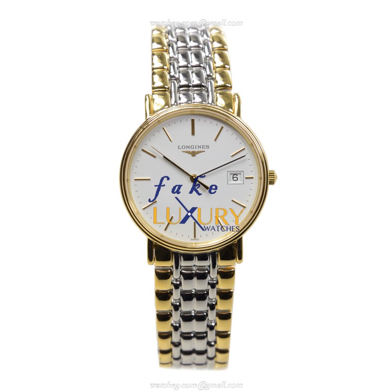 Longines L4.720.2.12.7 PRESENCE Quartz Gold-Plated & SS Replica Watch - White Dial, Silver & Gold - Image 2