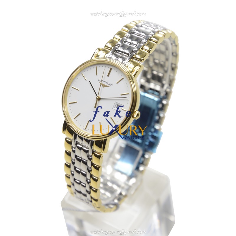 Longines L4.720.2.12.7 PRESENCE Quartz Gold-Plated & SS Replica Watch - White Dial, Silver & Gold - Image 3