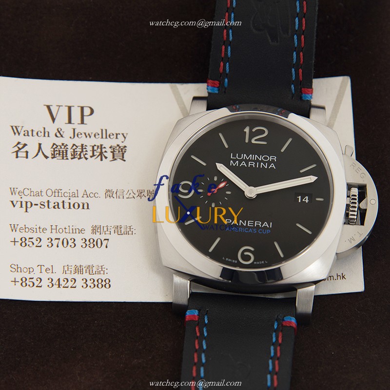 Panerai PAM00727 Luminor Replica Watch 44mm Automatic Stainless Steel Black Dial Leather Strap - Image 5