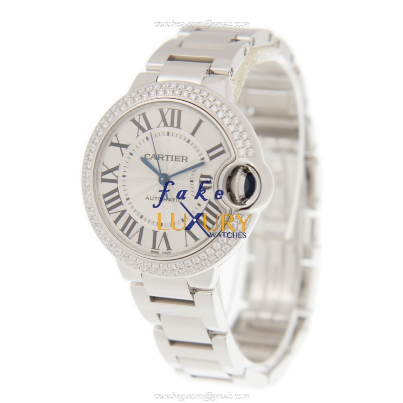 Cartier WE902065 Ballon Bleu Replica Watch, Silver Dial, 18kt White Gold & Diamond Case, Automatic - Image 3