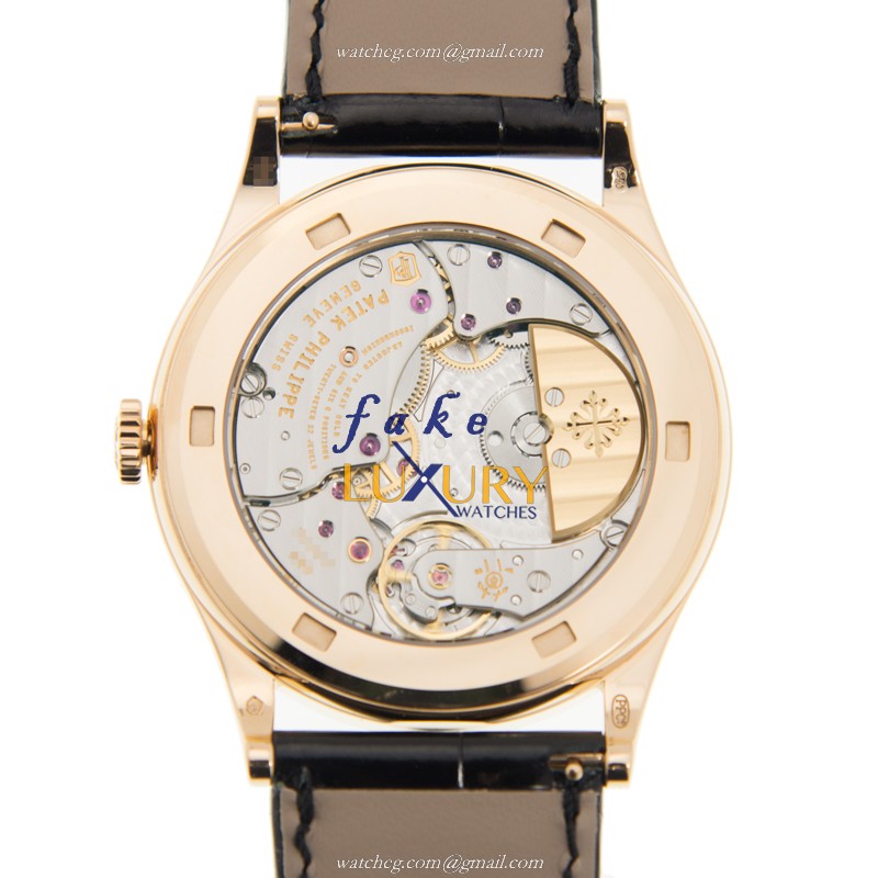 Patek Philippe 5077/100R-027 Calatrava Replica Watch, Black Dial, Rose Gold & Diamonds Case - Image 3