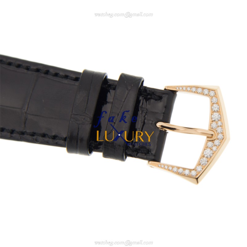 Patek Philippe 5077/100R-027 Calatrava Replica Watch, Black Dial, Rose Gold & Diamonds Case - Image 4