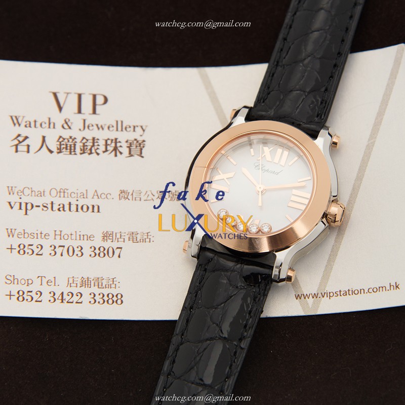 Chopard 278509-6002 HAPPY SPORT Quartz 18kt Rose Gold Replica Watch | Automatic | Steel | White - Image 5