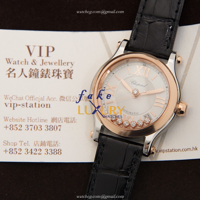 - 278559-6001 CHOPARD HAPPY SPORT Automatic 18kt Rose Gold Replica Watch - White Dial - Image 5