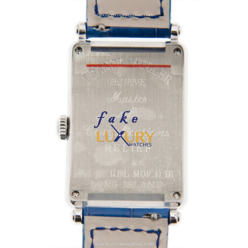 Franck Muller 952 QZ REL MOP D 1R AC Replica Watch White Mother of Pearl Dial Blue Alligator Strap - Image 3