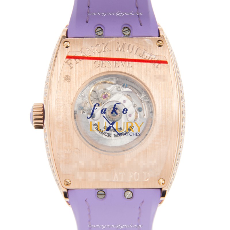 Franck Muller V 32 SC AT FO D 5N.VL Rose Gold Diamond Bezel Swiss Auto 32mm Watch Replica - Image 3