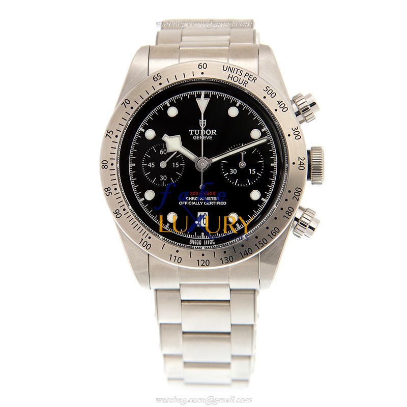 Tudor 79350 BLACK BAY CHRONO Auto Stainless Steel 41mm Black Dial Silver Strap Replica Watch - Image 2
