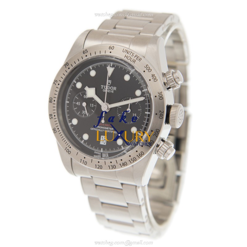 Tudor 79350 BLACK BAY CHRONO Auto Stainless Steel 41mm Black Dial Silver Strap Replica Watch - Image 3