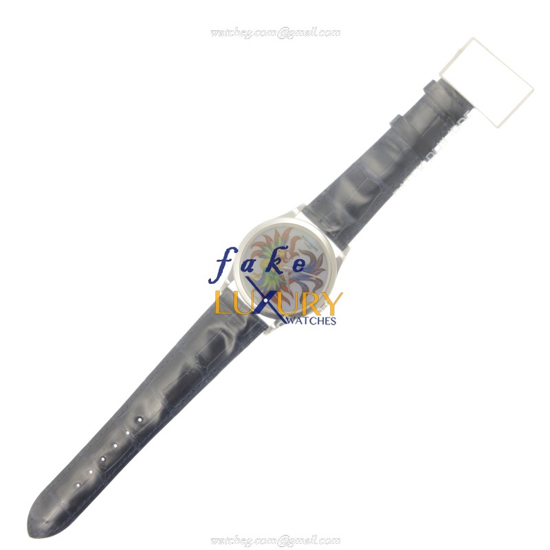 Patek Philippe 5077P-054 Calatrava Replica Watch, Platinum Case, White Dial, Black Alligator Strap - Image 2