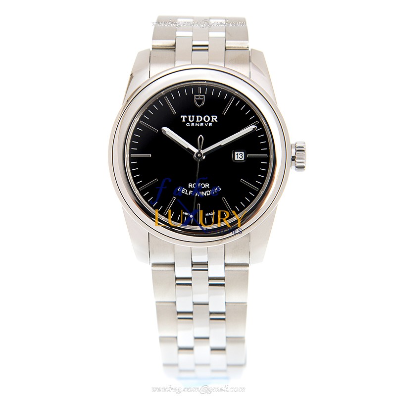 Tudor 53000-68030-BK GLAMOUR DATE Automatic Steel Case Black Dial Silver Strap Replica Watch - Image 2