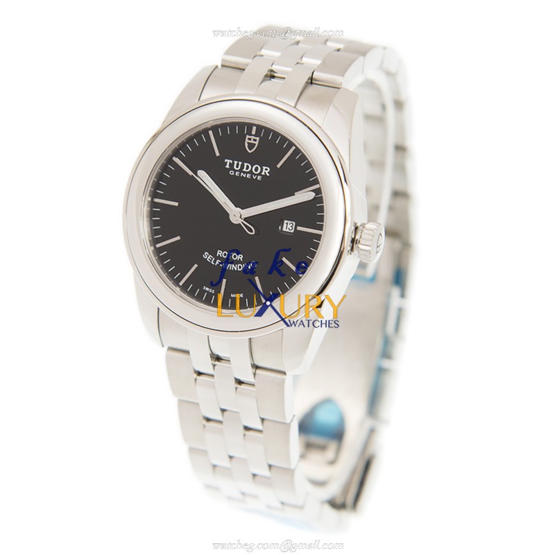 Tudor 53000-68030-BK GLAMOUR DATE Automatic Steel Case Black Dial Silver Strap Replica Watch - Image 3