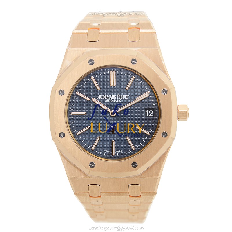 Audemars Piguet 15202OR.OO.1240OR.01 Royal Oak Replica Watch, Blue Dial, Rose Gold Case - Image 2