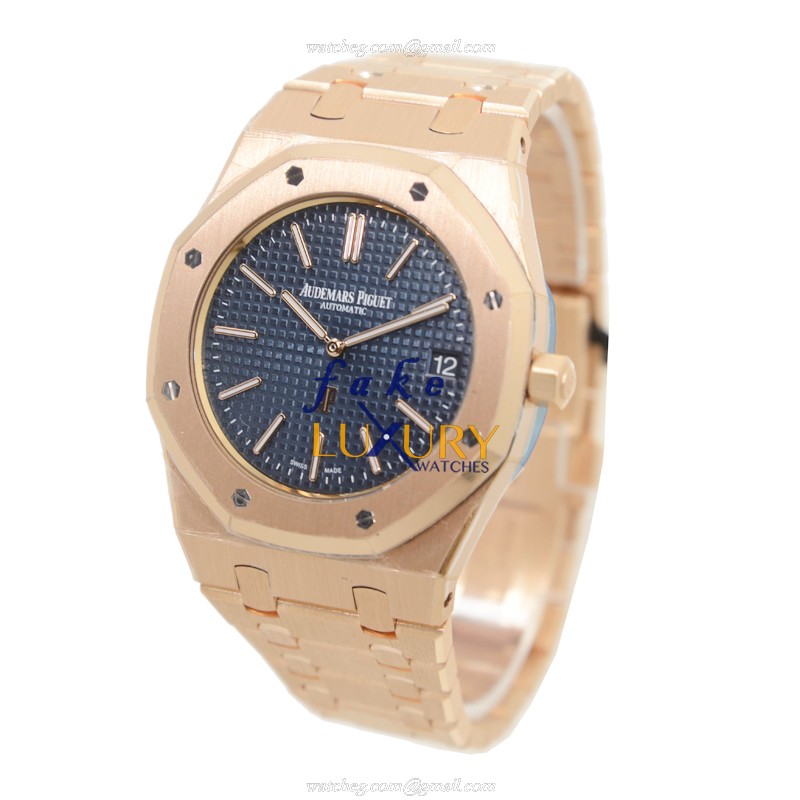 Audemars Piguet 15202OR.OO.1240OR.01 Royal Oak Replica Watch, Blue Dial, Rose Gold Case - Image 3