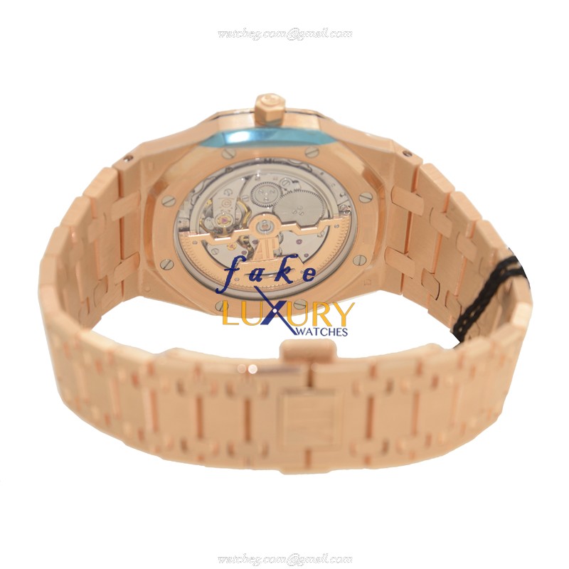 Audemars Piguet 15202OR.OO.1240OR.01 Royal Oak Replica Watch, Blue Dial, Rose Gold Case - Image 4