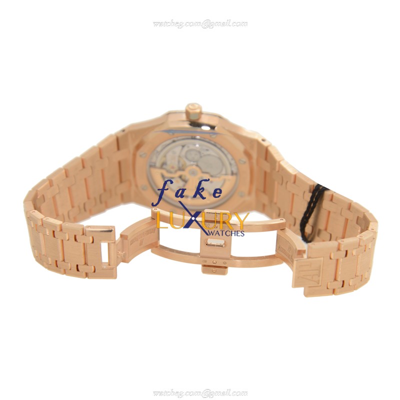 Audemars Piguet 15202OR.OO.1240OR.01 Royal Oak Replica Watch, Blue Dial, Rose Gold Case - Image 5