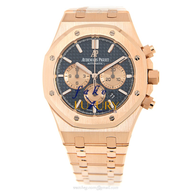 Audemars Piguet 26331OR.OO.1220OR.01 Royal Oak Replica Watch, Automatic, Blue Dial, 41mm Rose Gold - Image 2