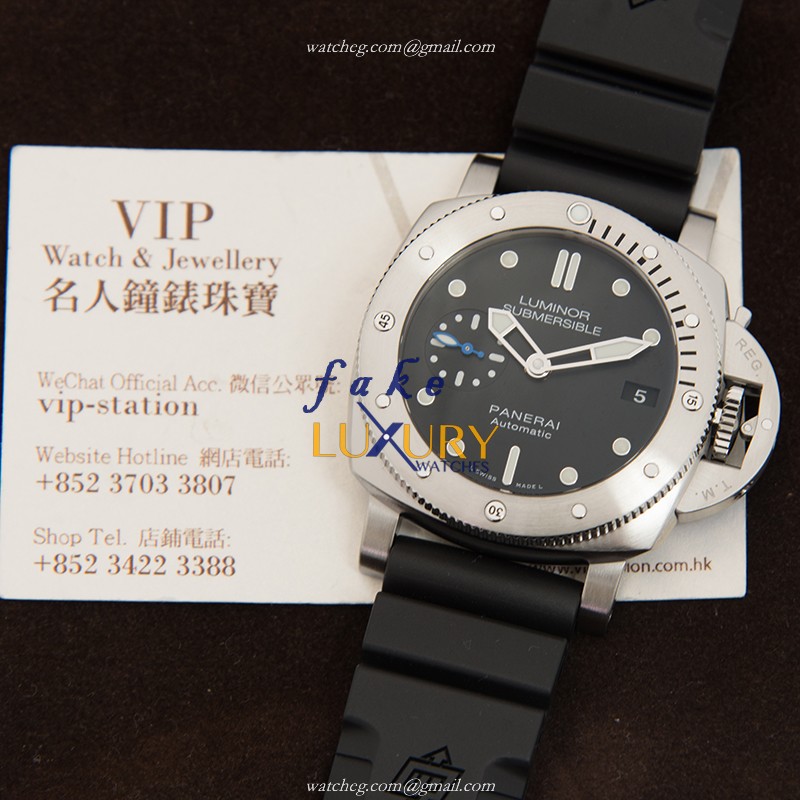Panerai PAM00682 Luminor Replica Watch, Black Dial, Automatic Movement, Rubber Strap - Image 5