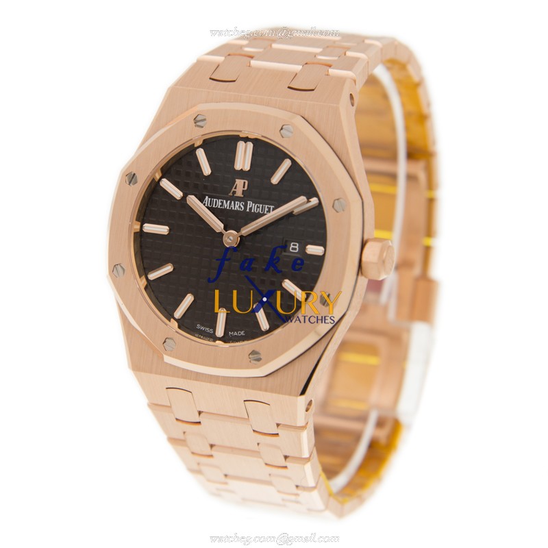 Audemars Piguet Royal Oak 67650OR.OO.1261OR.01 Quartz 18kt Rose Gold Dark Grey Dial Replica Watch - Image 3