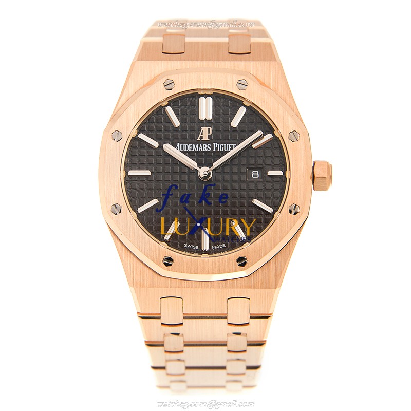 Audemars Piguet Royal Oak 67650OR.OO.1261OR.01 Quartz 18kt Rose Gold Dark Grey Dial Replica Watch - Image 2