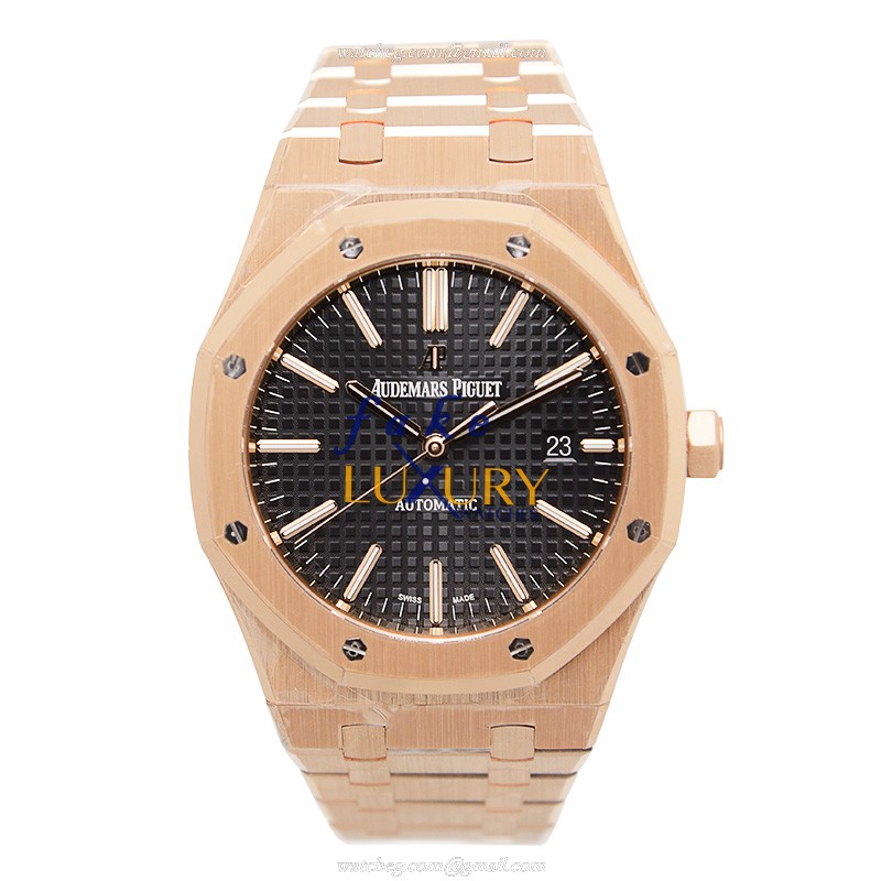 Audemars Piguet 15400OR.OO.1220OR.01 Royal Oak Replica Watch, Black Dial, Rose Gold Case - Image 2