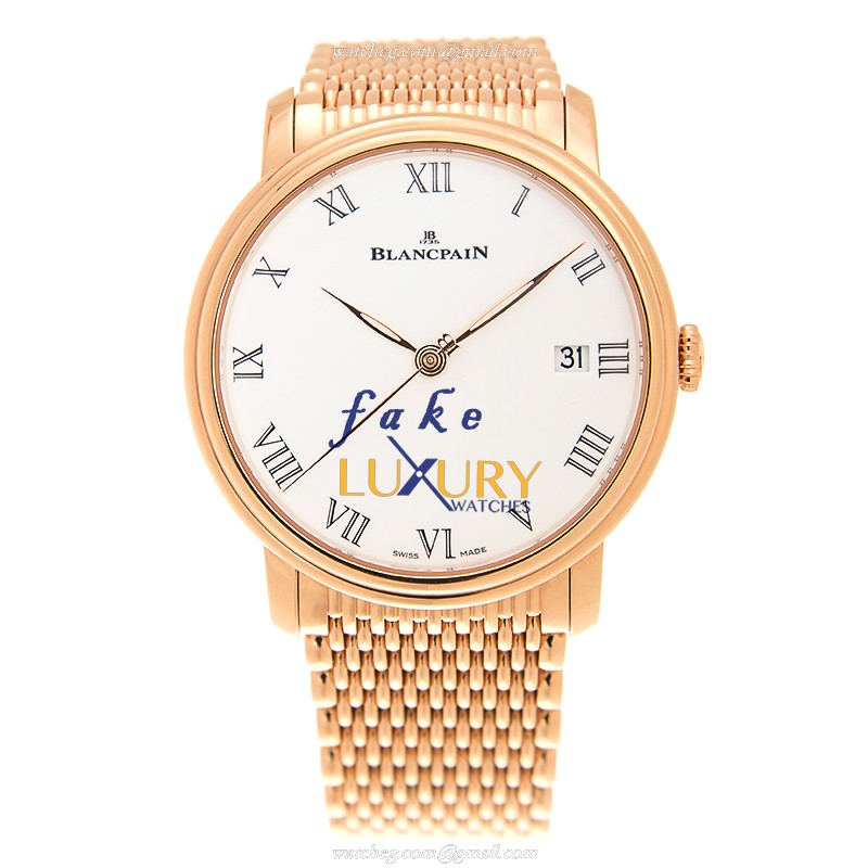 Blancpain 6630-3631-MMB Villeret Replica Watch, White Dial, 18kt Rose Gold Case, Automatic Movement - Image 2