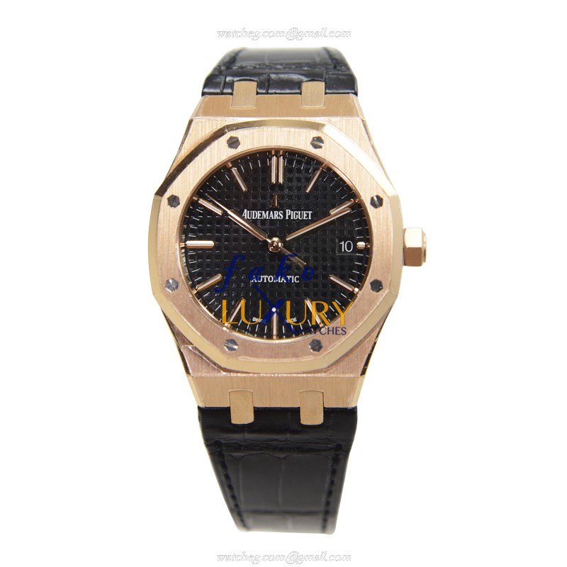 Audemars Piguet 15450OR.OO.D002CR.01 Royal Oak 18kt Rose Gold Automatic Black Dial Replica Watch - Image 2