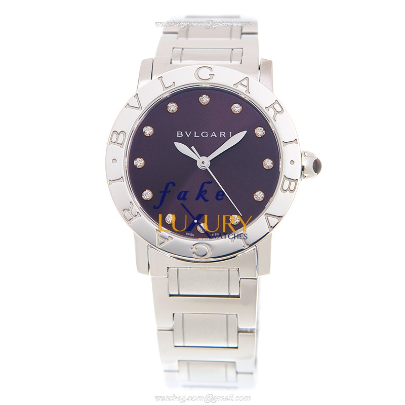 Bulgari BBL33C7SS/12 Automatic Stainless Steel Watch with Purple Dial on Silver Bracelet Replica - Image 2