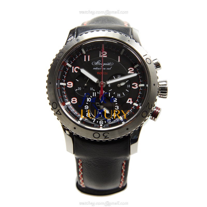 Breguet 3880ST/H2/3XV Replica Watch, TYPE XXI Automatic, Black Dial, Steel Case, Leather Strap - Image 2