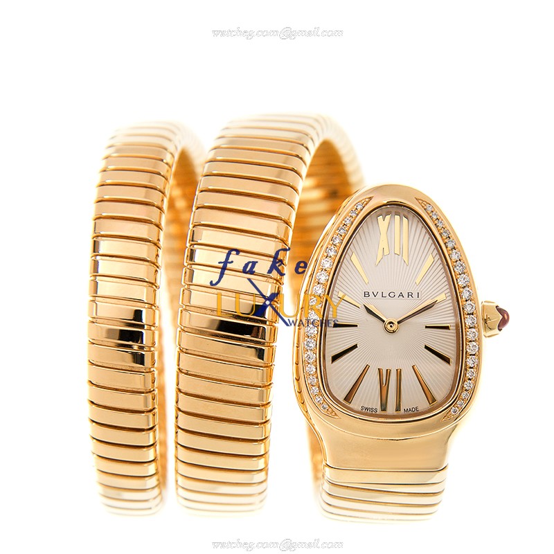 SP35C6GDG.2T - Bulgari Serpenti Replica Watch 35mm Quartz 18kt Yellow Gold Silver Dial - Image 2