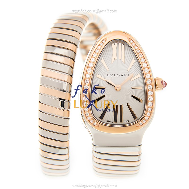 Bulgari SP35C6SPGD.IT Serpenti - Replica Watch - Quartz - 18kt Rose Gold & Steel - Silver Dial - Image 2