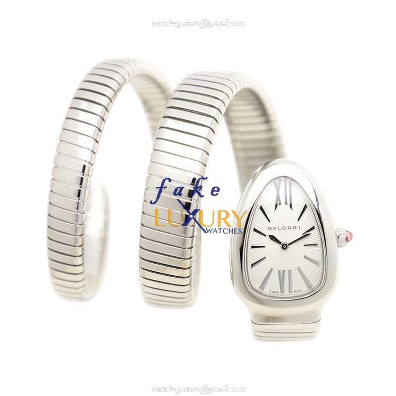 Bulgari 101911 Serpenti Tubogas Replica Watch Quartz Stainless Steel White Dial Silver Bangle - Image 2