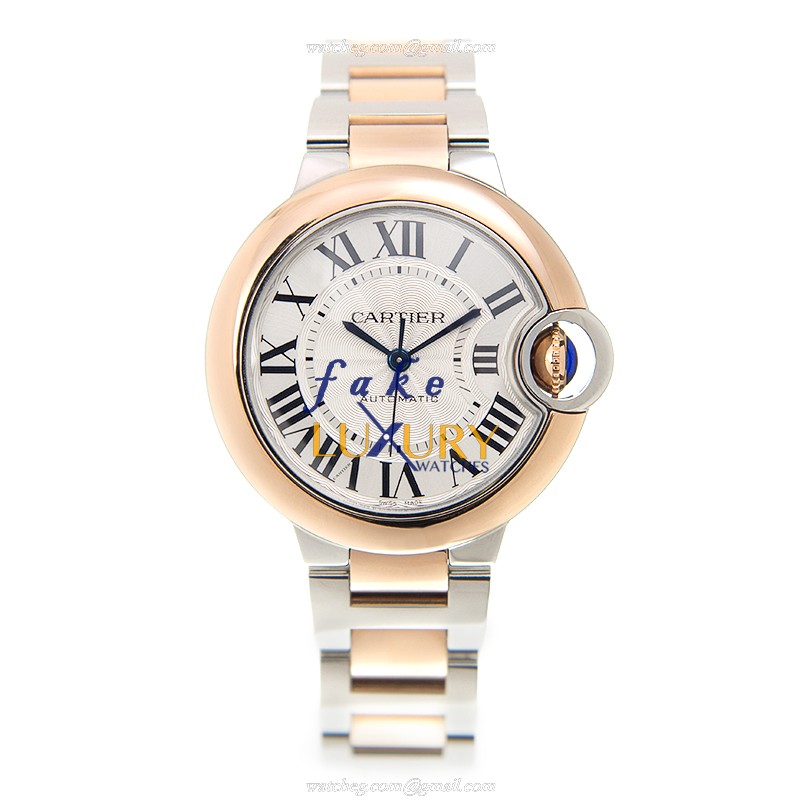 Cartier W2BB0023 BALLON BLEU Automatic 18kt Rose Gold & Steel Replica Watch | 33mm Silver Dial - Image 2