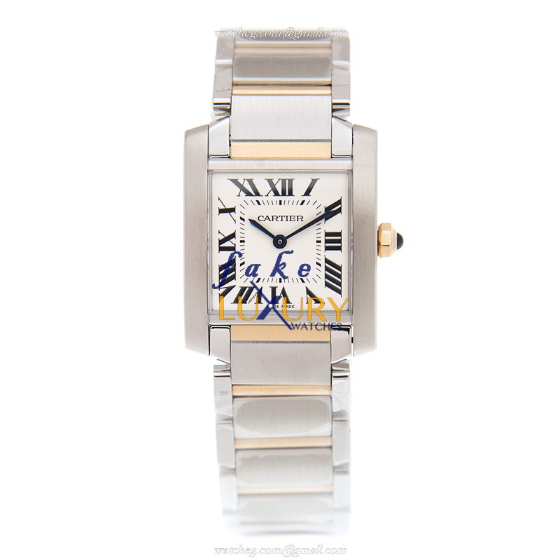 Cartier W2TA0003 Tank Quartz 18kt Gold & Steel Replica Watch - Swiss Movement, 25.05mm Case, Silver - Image 2