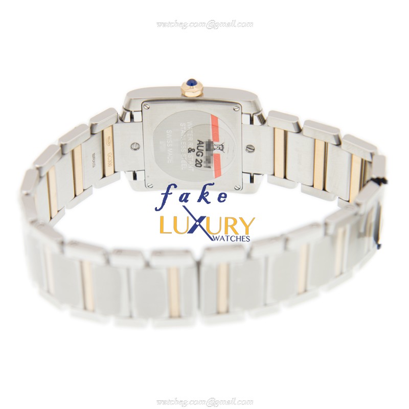 Cartier W2TA0003 Tank Quartz 18kt Gold & Steel Replica Watch - Swiss Movement, 25.05mm Case, Silver - Image 4