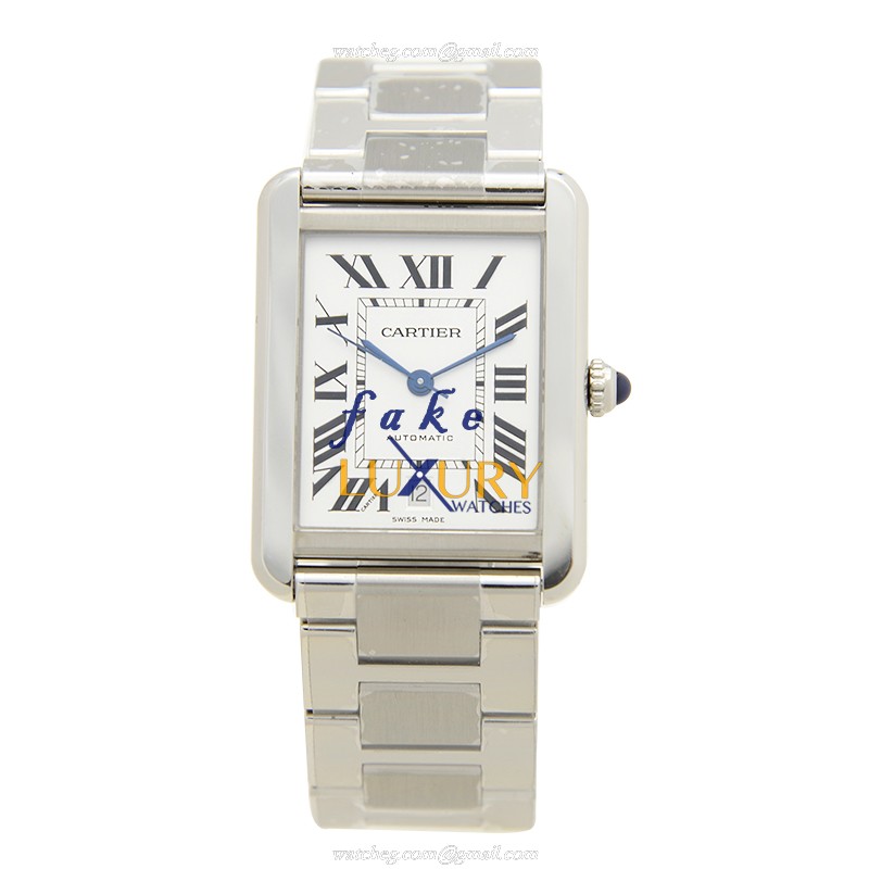 Cartier W5200028 TANK Replica Watch, Automatic Movement, White Dial, Steel Case - Image 2