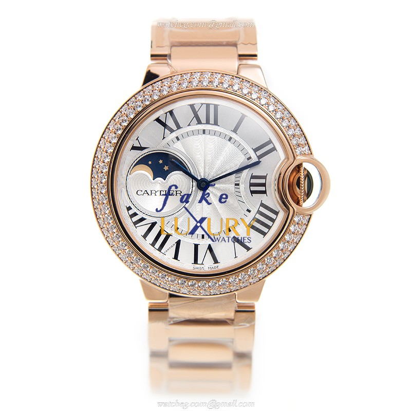 Cartier WJBB0025 Ballon Bleu Replica Watch, 37mm Automatic, Silver Dial, 18kt Rose Gold & Diamonds - Image 2